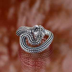 DUYIZHAO Bijoux tendance en acier inoxydable Bagues en forme de serpent Offre Spéciale Bague réglable ouverte - Product Image 5