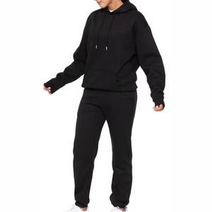 Survêtement nouveau Design femmes hiver survêtement 100% coton couleur unie imprimé grande taille ensembles respirant séchage rapide pantalons de survêtement - Product Image 2