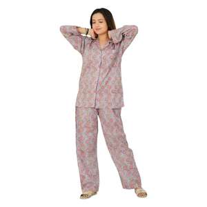 Ensemble de pyjama en coton léger fait à la main pour femmes chemise de nuit imprimée à la main pour l'été ensemble PJ fait à la main - Product Image 2
