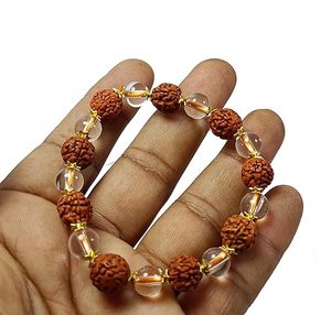 Bracelet en cristal Rudraksha et perles rondes en cristal propre 8mm pierre gemme bijoux de mode hommes et femmes cadeau énergie - Product Image 2