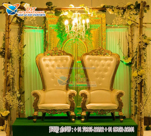 Sillas Exclusivas para Novios, Modernas, Blancas y Doradas, Sillas de Trono para Novios, Venta al por Mayor, Silla de Rey y Reina para Escenario de Boda - Product Image 6