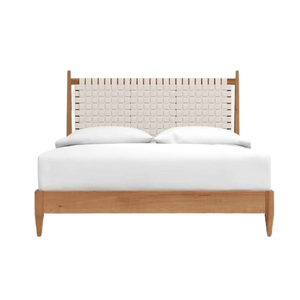 Lit nordique en bois de teck naturel Lit en bois super confortable Queen Size directement à l'usine - Product Image 1