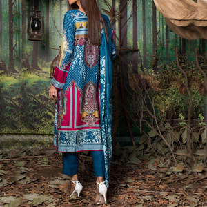 Couleur bleue femmes robes en lin dernières femmes Shalwar Kameez robes conceptions mode 2025 au Pakistan - Product Image 2