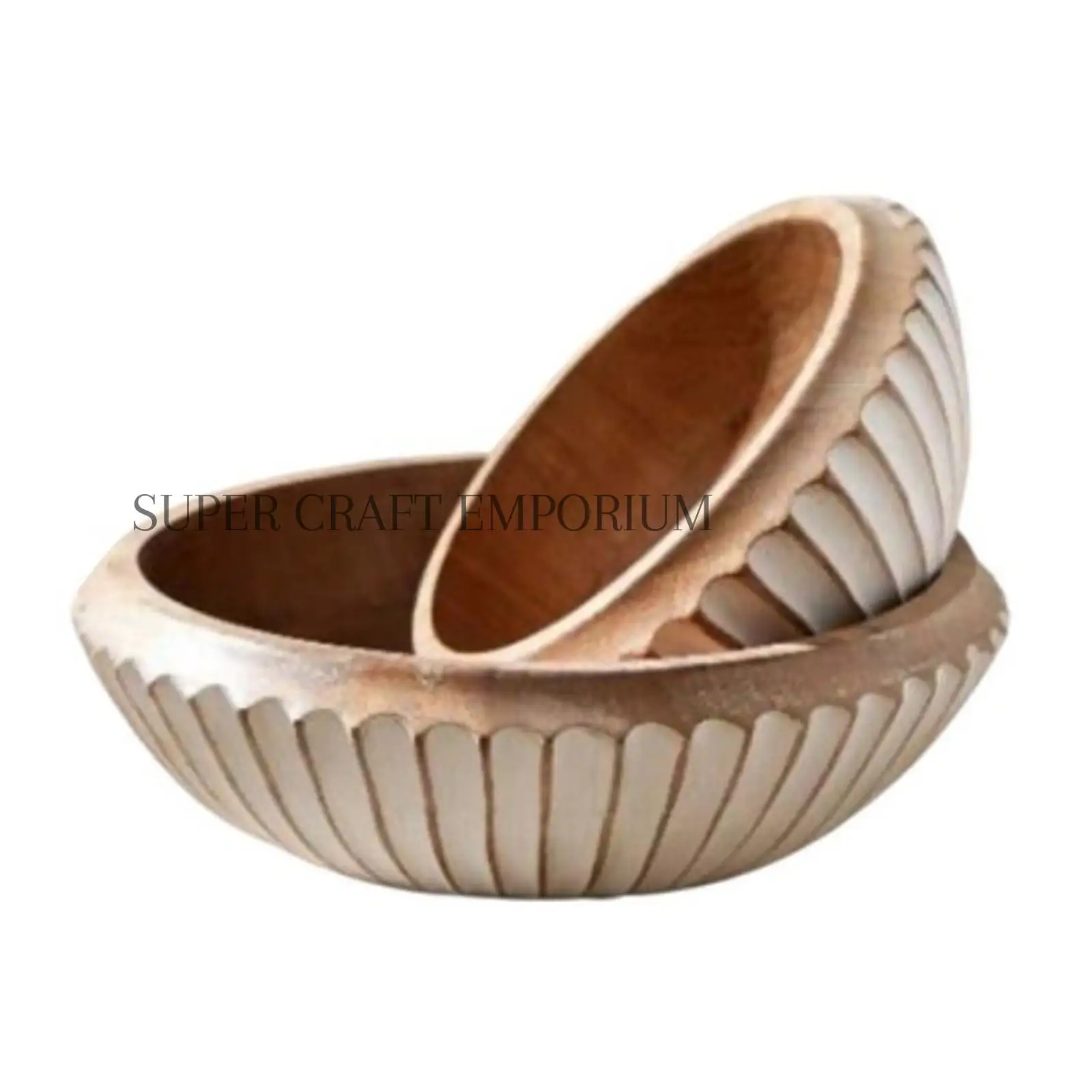 Venta caliente disponible Mango Wood Texture Bowl S/2 para uso Multiusos y con la mejor calidad