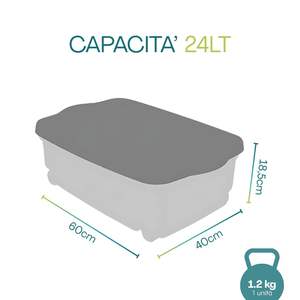 Contenitore multiuso trasparente da 24 litri con ruote 60x40x18.5 Cm-organizzatore portabiancheria salvaspazio - Product Image 2