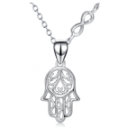 Collana con Ciondolo Hamsa e Infinito in Filigrana d'Argento Sterling per Occasioni Regalo - Product Image 2