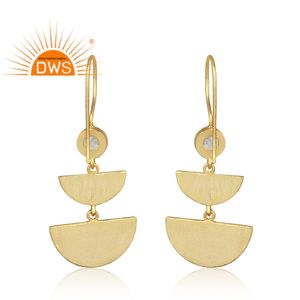 Meilleure vente argent sterling plaqué or naturel arc-en-ciel lune pierre précieuse croissant de lune conception boucle d'oreille fabricant de bijoux - Product Image 4