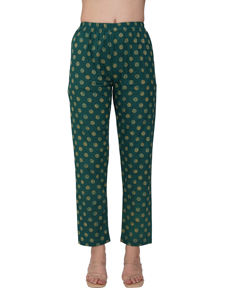 ชุดเดรสผ้าคอตตอนลายจุดสีเขียวทองสำหรับผู้หญิงชุดเดรสลูกไม้แขนยาวแต่งขอบลูกไม้แบบอินเดียสำหรับฤดูร้อน - Product Image 3