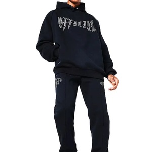 Luxury Velvet Men's Rhinestone Tracksuit <b>Zip</b>-<b>Up</b> <b>Hoodie</b> & Loose Sweatpants Set Casual Jogging & Streetwear - Product Image 1