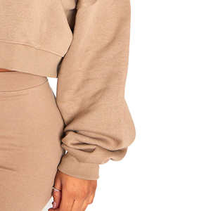 Sudadera Corta con Capucha de Manga Larga para Mujer, Estampada, de Color Sólido, Hecha a Medida, 100% Algodón - Product Image 2