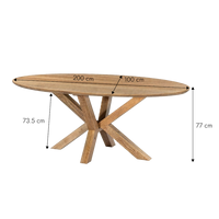 Table à manger ovale en bois de manguier