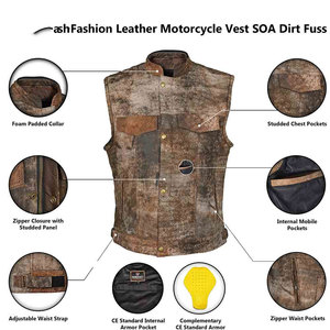 100% Chaleco de cuero Original superventas nuevo chaleco de cuero personalizado para hombres Chaleco de cuero completamente personalizado - Product Image 6