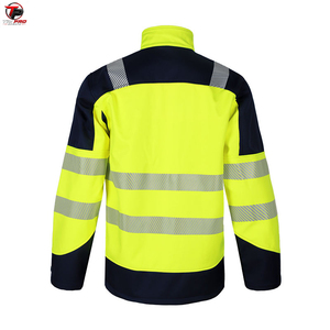 เสื้อแจ็คเก็ตนิรภัยสีเหลืองสะท้อนแสงแบบมีฮู้ด ซิปด้านหน้า ดีไซน์แถบสะท้อนแสง กันน้ำ หนาและอบอุ่น เหมาะสำหรับงานหนัก - Product Image 3