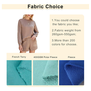 Conjuntos Deportivos para Mujer al por Mayor, Conjunto de Sudadera de Cuello Redondo y Pantalones Cortos para Mujer, Conjunto de Sudadera Informal de Manga Larga y Pantalones Cortos - Product Image 3