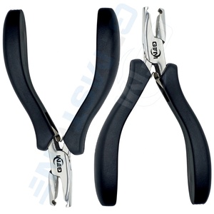 Pince professionnelle en acier inoxydable de 5 pouces pour extensions capillaires, 1 trou, finition miroir 3 mm, poignée noire, pour micro-anneaux et retrait de liens à la kératine - Product Image 4