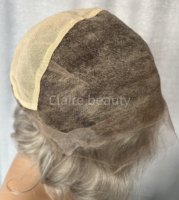 Perruques médicales en PU et dentelle ondulée de qualité supérieure, cheveux humains européens à moitié attachés à la main, mèches de qualité supérieure