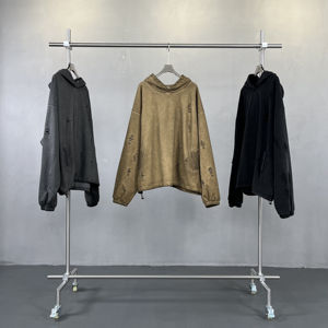 Fabricante de ropa de calle en blanco Unisex peso pesado grueso hombres estampado Tallas grandes esenciales personalizado sudaderas con capucha desgastadas OEM - Product Image 3