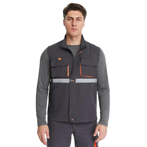 Gilet de travail unisexe personnalisé, fermeture éclair, imperméable au vent et à l'eau, sans manches, rembourrage en coton, tissu tissé en polyester 220g, 4 poches, décontracté, soyeux - Product Image 1