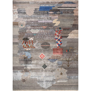 Tapis rectangulaire en laine et soie de bambou noué à la main Freedom Manchaha, motif abstrait, épaisseur 10 mm, pour la maison et le couloir, pour adolescents - Les-8283 - Product Image 1
