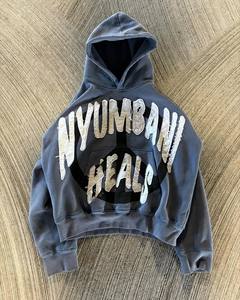 Sudadera con capucha con cremallera Vintage 2025 para hombre bordado desgastado 100% algodón cómodo ajuste Regular de alta calidad para ropa de otoño - Product Image 2