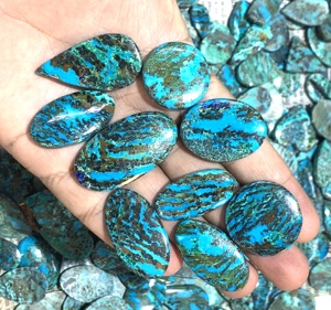 พลอยคริสโซโคลลาธรรมชาติอัญมณีอัญมณีอัญมณีทรงหลวมหลังเบี้ยทรงหลวม/คริสตัล/แก้วมีใบรับรองสำหรับการทำเครื่องประดับ - Product Image 2