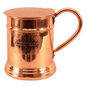 Grande tasse en cuivre pur artisanale de 600 ml avec sous-verre, design minimaliste et sobre - Product Image 2