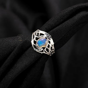 Ethiopian <b>Opal</b> Gemstone Oval Shape 925 Solid Sterling <b>Silver</b> Bezel Setting <b>Ring</b> <b>Silver</b> <b>Ring</b> Fine Jewelry White Colour <b>Ring</b> - Product Image 1