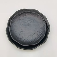 Vaisselle en mélamine noire MDS36, style porcelaine, assiettes rondes pour buffet et barbecue, assiettes à os pour usage commercial