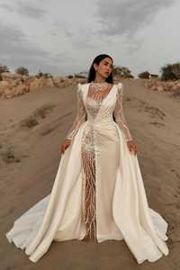 Vestido de noche de longitud completa transpirable antiestático elegante de manga larga de una pieza-Ropa formal de talla grande bordada a mano - Product Image 5