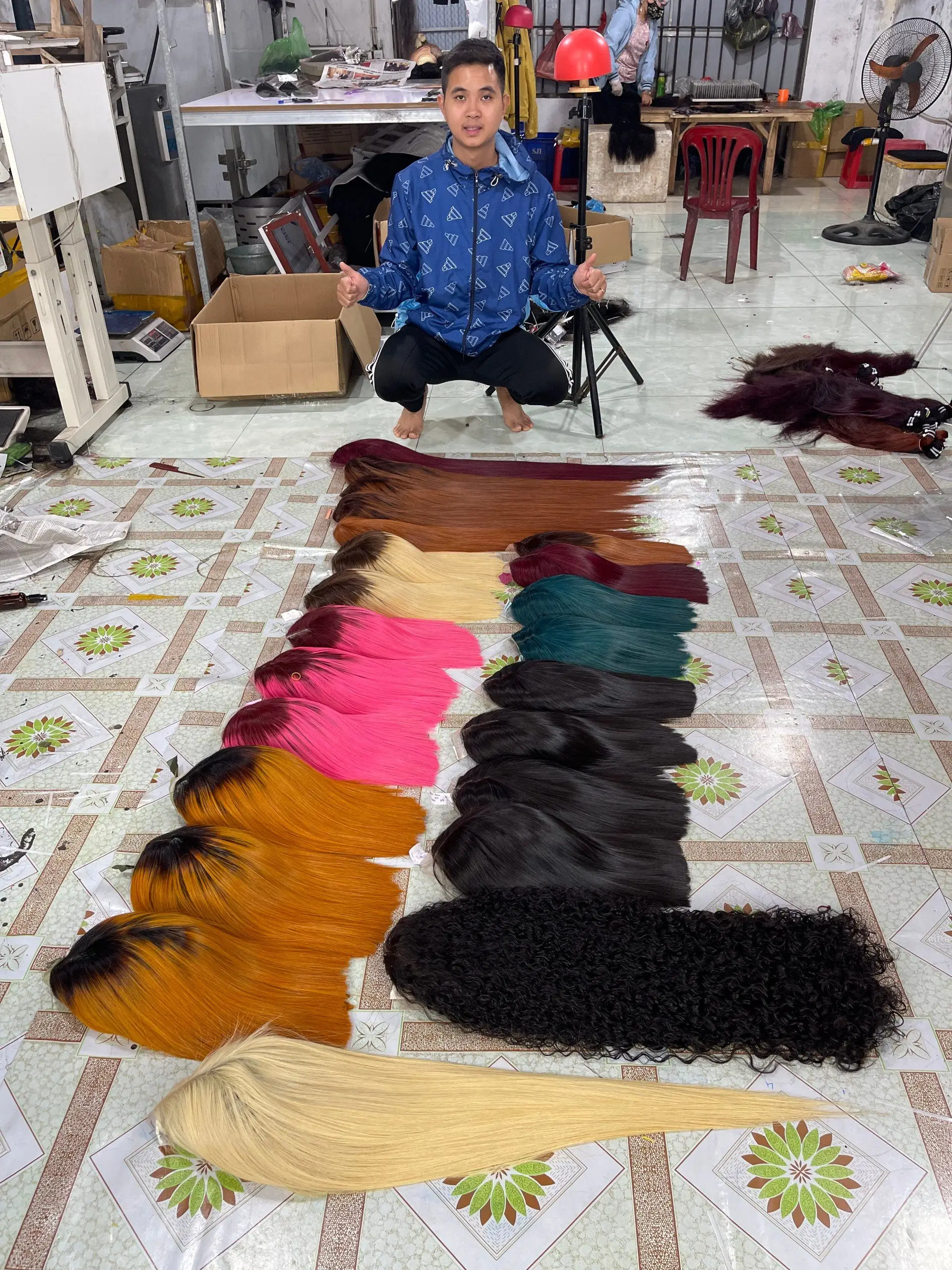 Prix d'usine Perruque de cheveux humains Cheveux vierges bruts non transformés Extensions de cheveux humains vietnamiens, Genius Weft Machine Double Weft