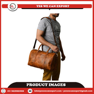 Sac de sport de luxe fait à la main en cuir véritable de buffle pleine fleur Mini sac de voyage vintage avec fermeture à glissière unisexe - Product Image 5