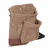 Sac à outils en cuir de vachette véritable à 6 poches, robuste, étui de travail, personnalisable OEM/ODM pour usage professionnel, garantie de 3 ans