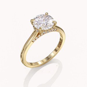 Vente en gros D Color Vvs1 Diamants naturels Bagues Halo cachées taille ovale 18k 14k 9k Bagues de fiançailles de mariage de luxe pour femmes OEM - Product Image 4