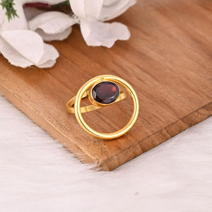 Anillo Ajustable de Plata de Ley 925 Más Vendido, con Piedra Preciosa de Granate de Mozambique, Chapado en Oro, Accesorios de Joyería al por Mayor, para Uso en el Dedo - Product Image 2