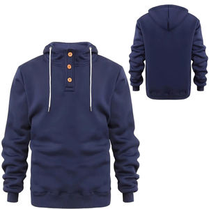 เสื้อสเวตเตอร์แบบสวมหัวผ้าคอตตอนหนาผ้าขนแกะโอเวอร์ไซส์แบบกำหนดเองเสื้อฮู้ด1/4แบบติดกระดุมสำหรับทุกเพศ - Product Image 1