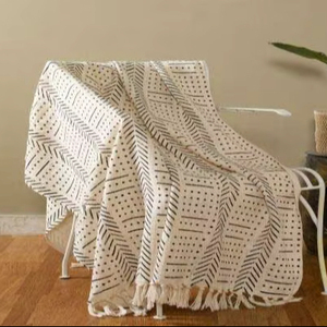 Jeté en coton imprimé à la main, élégant, luxueux, écologique, 50x70 pouces, toutes saisons, lavage à la main, pour la décoration du salon et de la chambre à coucher - Product Image 1