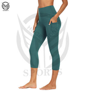 Venta al por mayor personalizado de cintura alta deportes entrenamiento Yoga pantalones leggings para mujeres poliéster suave gimnasio fitness leggings con bolsillo - Product Image 6
