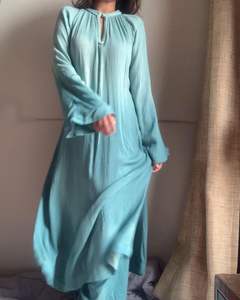 Conjunto de dos piezas de primavera 2024, ropa de mujer, conjunto de camisa de manga larga, conjunto de dos piezas de longitud completa con tinte de corbata para mujer - Product Image 5