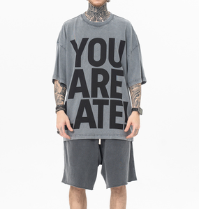 Camisetas gráficas de algodón pesado de gran tamaño con hombros caídos para hombres, camiseta Vintage con lavado ácido, camisetas personalizadas para hombres - Product Image 2