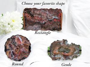 Bandeja de tocador de resina de Arte de geoda epoxi ecológica hecha a mano, colores de cobre de bronce negro para servir decorativo y regalos de inauguración de la casa - Product Image 4
