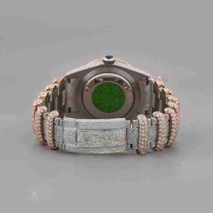 Reloj de Hombre Personalizado con Moissanita Creada en Laboratorio, Corte Brillante, Claridad VVS, Estilo Hip Hop, Correa de Acero Inoxidable, Cristal, Analógico, Mecánico - Product Image 2