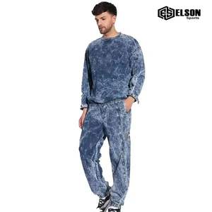 ชุดวอร์มผ้าฟลีซแบบสวมหัวล้างกรดชุดวิ่งสำหรับผู้ชายชุดใส่เล่นแสงแดดหินซีดกางเกงแบบเรียงซ้อนพิมพ์ลายฤดูหนาว - Product Image 6