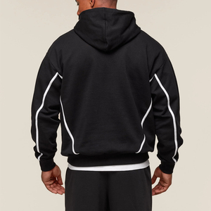 Sudadera con capucha bordada con letras personalizadas para hombre, sudadera deportiva de lana Premium, ropa de equipo atlética con tuberías en contraste y ropa de calle - Product Image 6