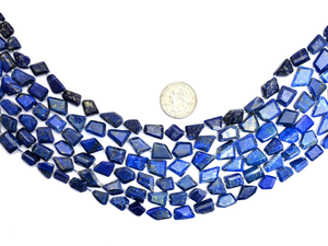 Perles de Lapis Lazuli AAA 11mm-14mm facettées en forme de pépite, bleu royal naturel, coupées en escalier, perles semi-précieuses pour bijoux - Product Image 2