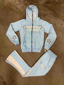 Chándal con cremallera completa 500 Gsm Fleece 100% Conjunto de Sudadera con capucha de algodón Logotipo personalizado Unisex 2 piezas Sudadera con capucha y pantalones de chándal con doble cremallera Conjunto de hombres - Product Image 5