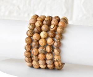 Hot Selling <b>Healing</b> Brown Color Picture Jasper 8mm Natural Crystal Round Beaded <b>Bracelet</b> for Meditation Jewelry - Product Image 1