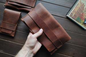 Toptan yeni Vintage kahverengi deri seyahat izle rulo hakiki dört cep düzenleyici ile zarif tasarım izle kutusu kapağı - Product Image 4