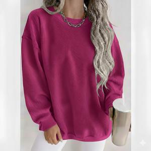 Sweat-shirt à capuche personnalisé pour femme, hiver 2025, logo sur le devant, pull oversize, col rond, tricot lavé, doux, décontracté - Product Image 6