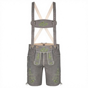 Pantalones Cortos de Cuero Bávaro para Hombre, Bordados, de Gamuza Genuina, Cintura Media, 4 Opciones de Color, Tallas Disponibles - Product Image 1