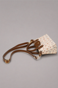 Sac fourre-tout mini en toile à motif floral pour femme avec logo personnalisé, sac à main vintage à poignée supérieure OEM ODM - Product Image 3